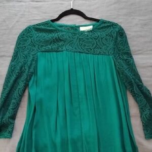 Moulinette Soeurs Green Lace Blouse with Elegant Button Detailing
